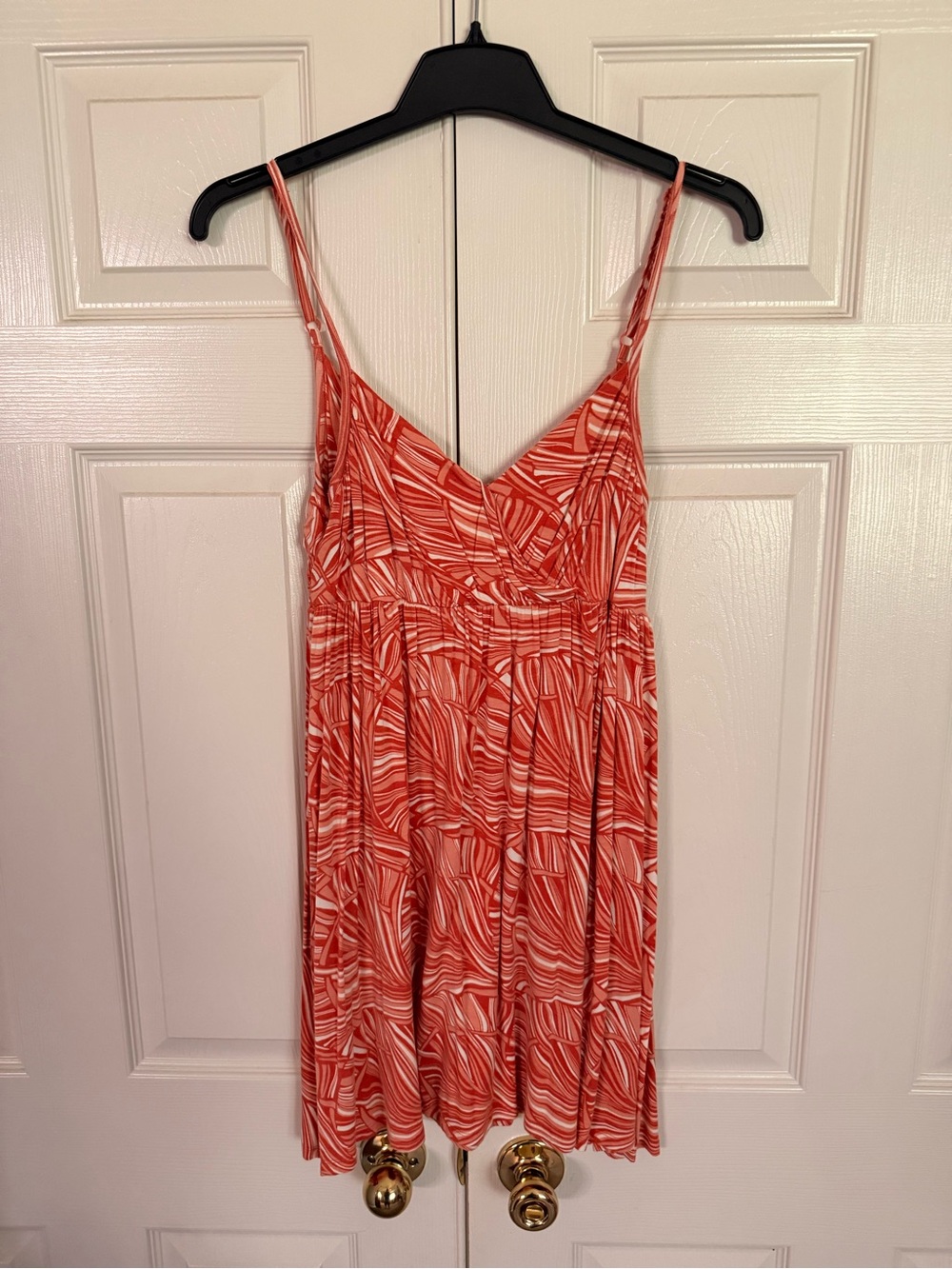 Elle Coral Marble-Print Spaghetti Strap Mini Dress